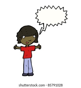 cartoon friendly boy shouting