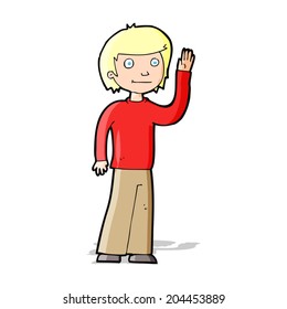 cartoon friendly boy waving