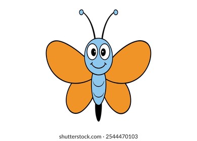 Cartoon friendly butterfly vector illustration.