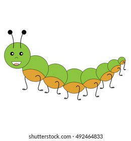 Cartoon friendly caterpillar character. Vector illustration, isolated design element