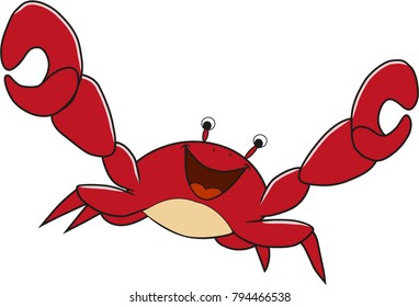 cartoon a friendly crab is happy