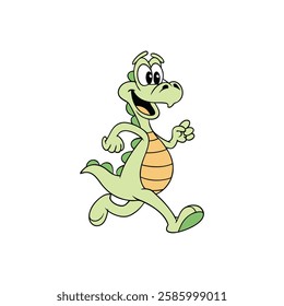 Cartoon Friendly Dinosaur Character Walking Happily