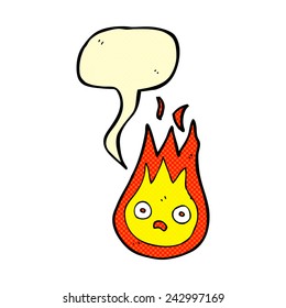 cartoon friendly fireball with speech bubble