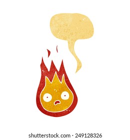 bola de fuego amistosa con dibujos animados con burbuja de habla