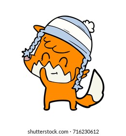 cartoon friendly fox wearing hat