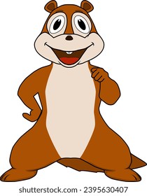A cartoon of a friendly and funny chipmunk