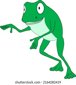 Cartoon of a friendly and funny frog running