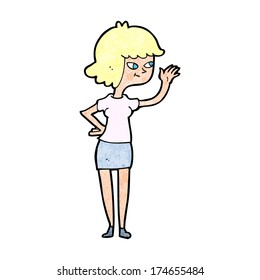 cartoon friendly girl waving