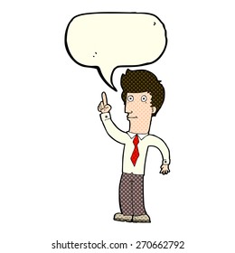 cartoon friendly man with idea with speech bubble