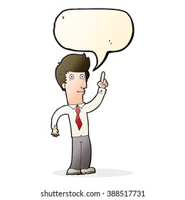 cartoon friendly man with idea with speech bubble