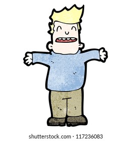 cartoon friendly man with open arms