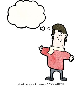 hombre amigo de las caricaturas con burbuja de pensamiento