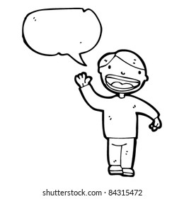 hombre amigo de dibujos animados ondeando