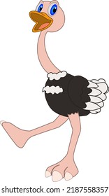 Cartoon of a friendly ostrich running