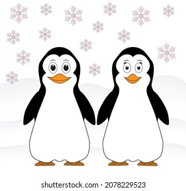 Cartoon of a friendly pair of penguins