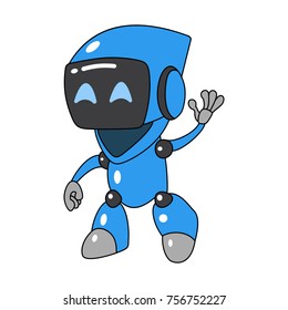 cartoon friendly robot waving his hand