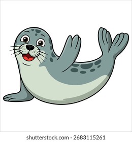 Cartoon amigável selo vetor gráfico branco
