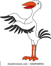 cartoon a friendly stork is in style