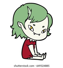 cartoon friendly vampire girl sat down