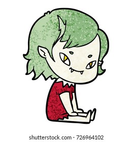 cartoon friendly vampire girl sat down