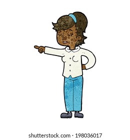 cartoon friendly woman pointing
