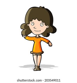 cartoon friendly woman waving