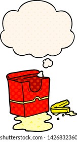 cartoon fries with thought bubble in comic book style