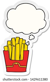 cartoon fries with thought bubble as a printed sticker