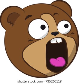 Cartoon frightened beaver with raised eyebrows