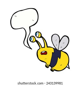 cartoon frightened bee with speech bubble