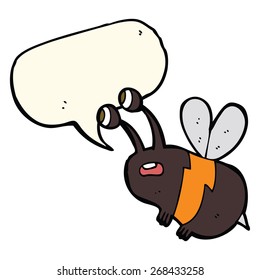 cartoon frightened bee with speech bubble