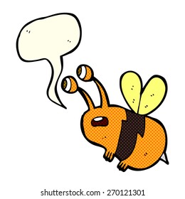 cartoon frightened bee with speech bubble