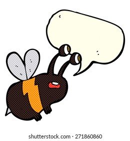 cartoon frightened bee with speech bubble