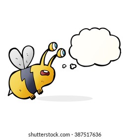 cartoon frightened bee with thought bubble