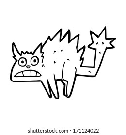 cartoon frightened black cat