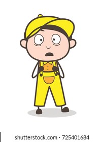 Cartoon Frightened Boy Face Vector Illustration