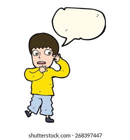 caricatura asustada niño con burbuja de habla