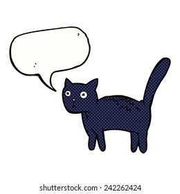 cartoon frightened cat with speech bubble