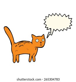 cartoon frightened cat with speech bubble