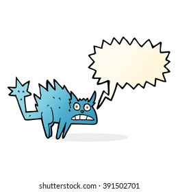 cartoon frightened cat with speech bubble