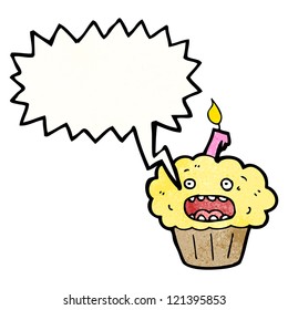 cartoon frightened cupcake