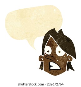 cartoon frightened face with speech bubble