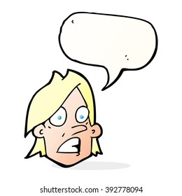 cartoon frightened face with speech bubble