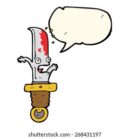 cartoon frightened knife with speech bubble