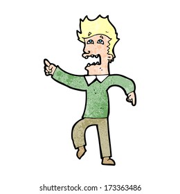 cartoon frightened man pointing