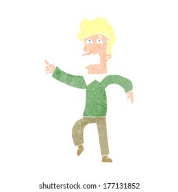 cartoon frightened man pointing