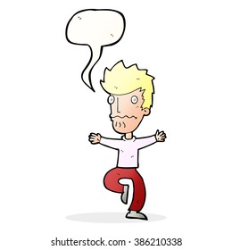 cartoon frightened man with speech bubble
