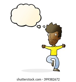 cartoon frightened man with thought bubble