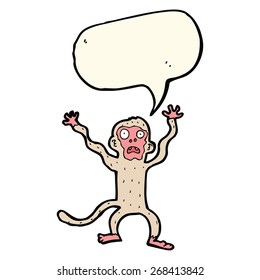 cartoon frightened monkey with speech bubble
