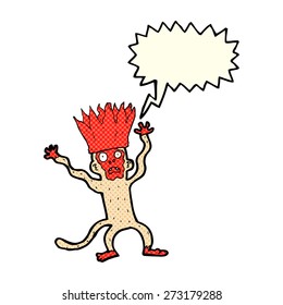 cartoon frightened monkey with speech bubble
